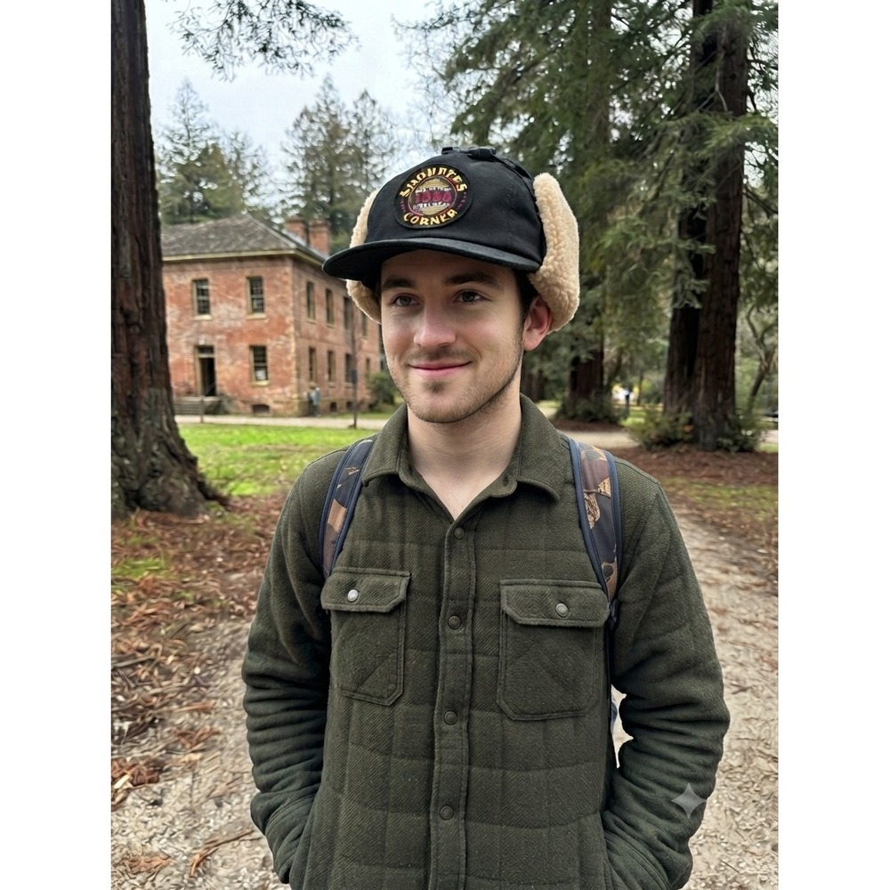 Shoppers Corner Black Sherpa Trapper Bomber Hat Santa Cruz 1938 Warm Outdoor